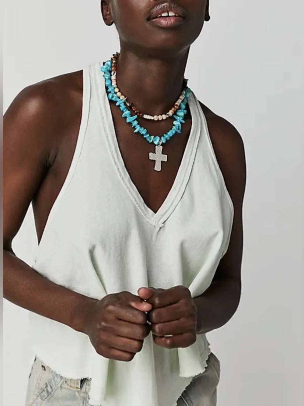 100% Cotton Free People Karri Swing Top in Canary Green